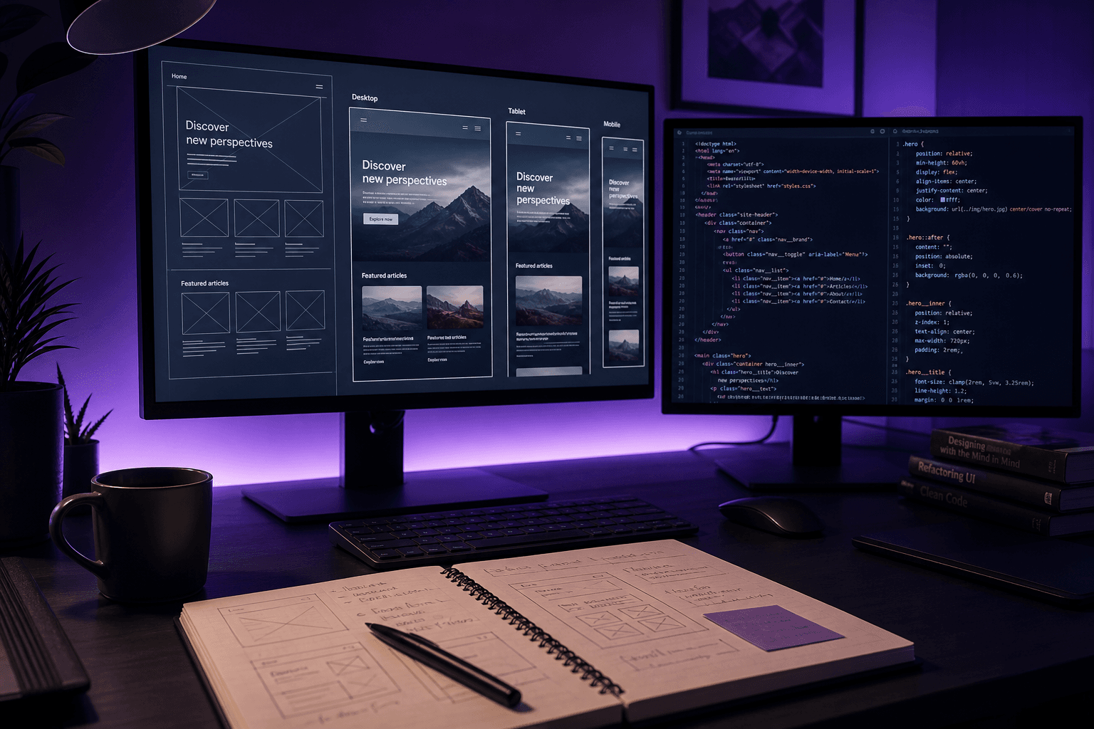 Web tasarım UX eğitimi: wireframe, responsive mockup ve kod editörü